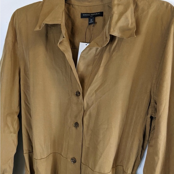 Banana Republic Tie Waist Tencel Maxi Shirt Dress Sz Med NWT - Picture 2 of 5